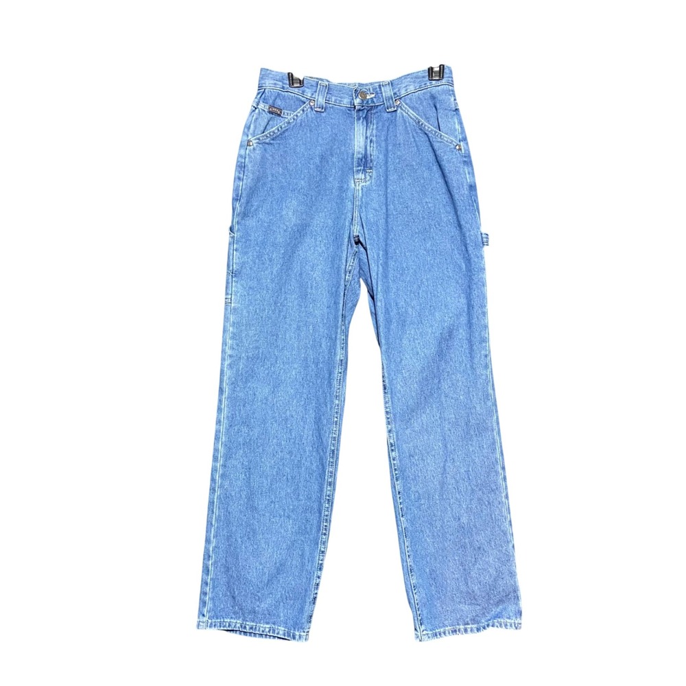 Riders by Lee Vintage Mens Blue Carpenter Jeans Straight Leg Workwear 28x29